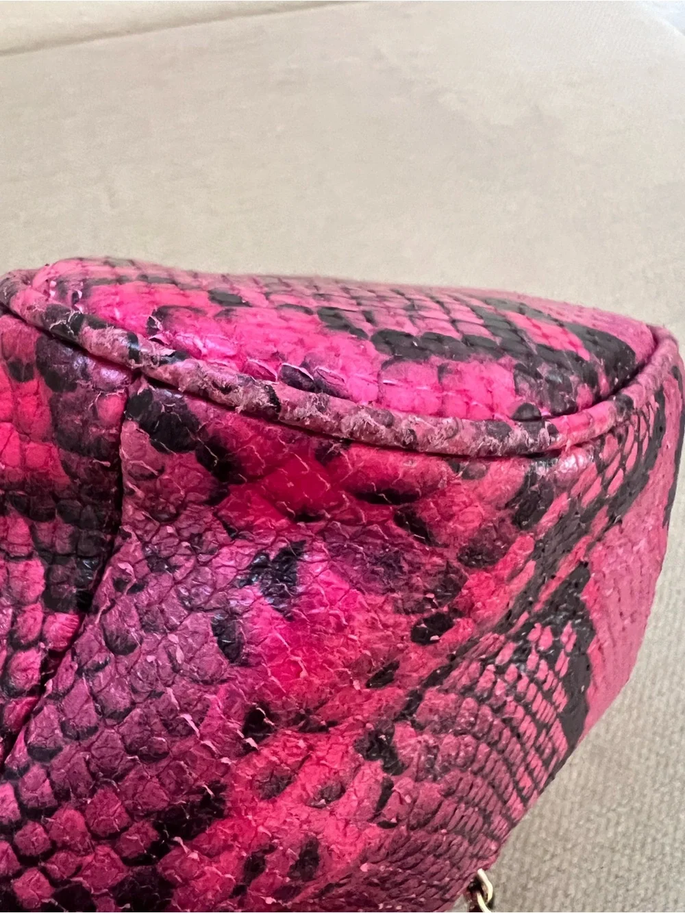Michael Kors Hot Pink Snakeskin-Print Drawstring Crossbody